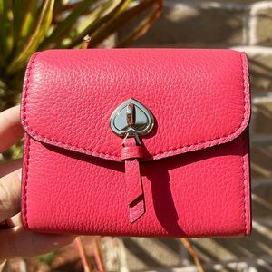 Kate Spade Flap Wallet Pebbled Leather Pink